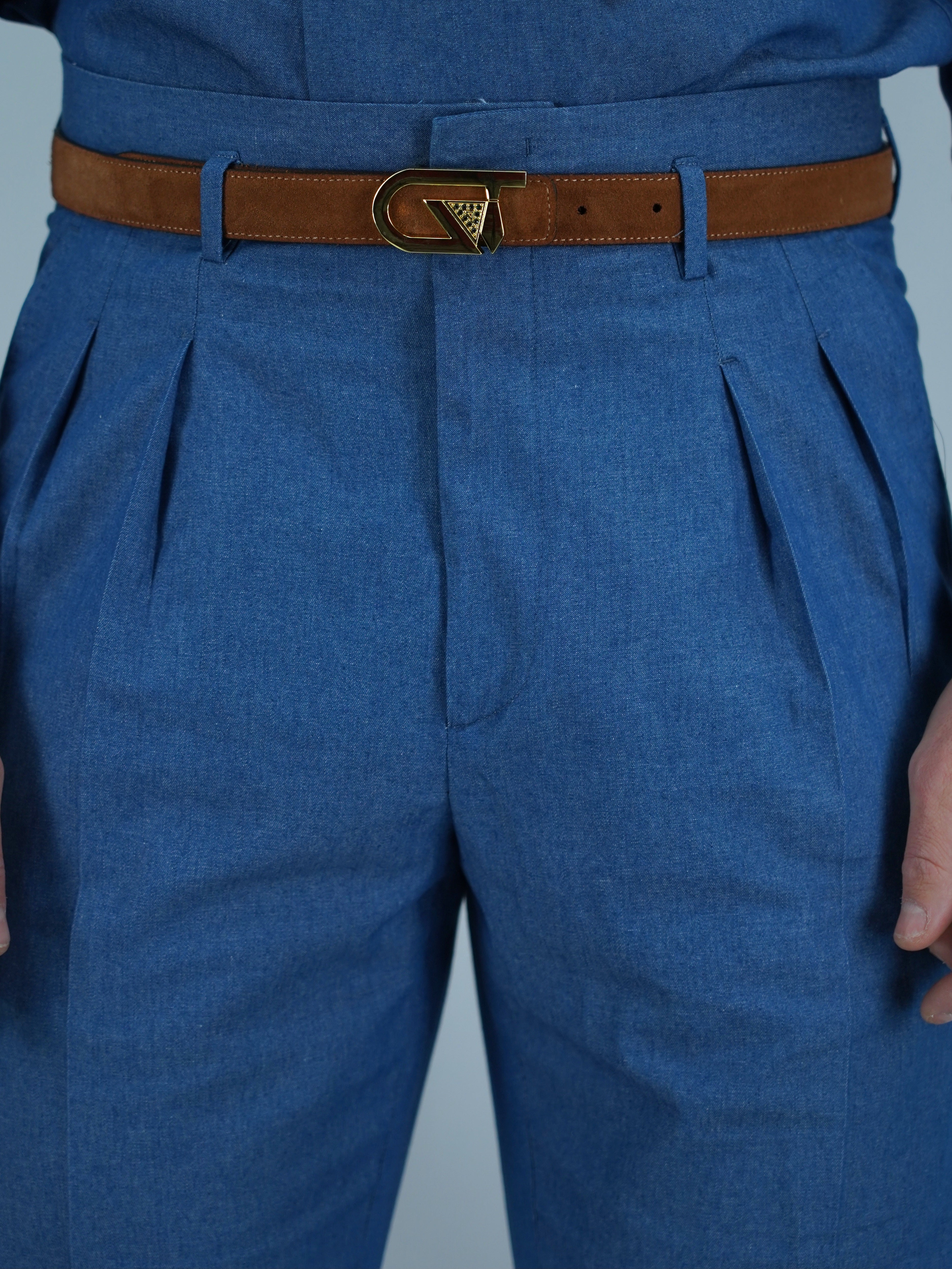 Gurkha con passanti effetto jeans lavaggio chiaro