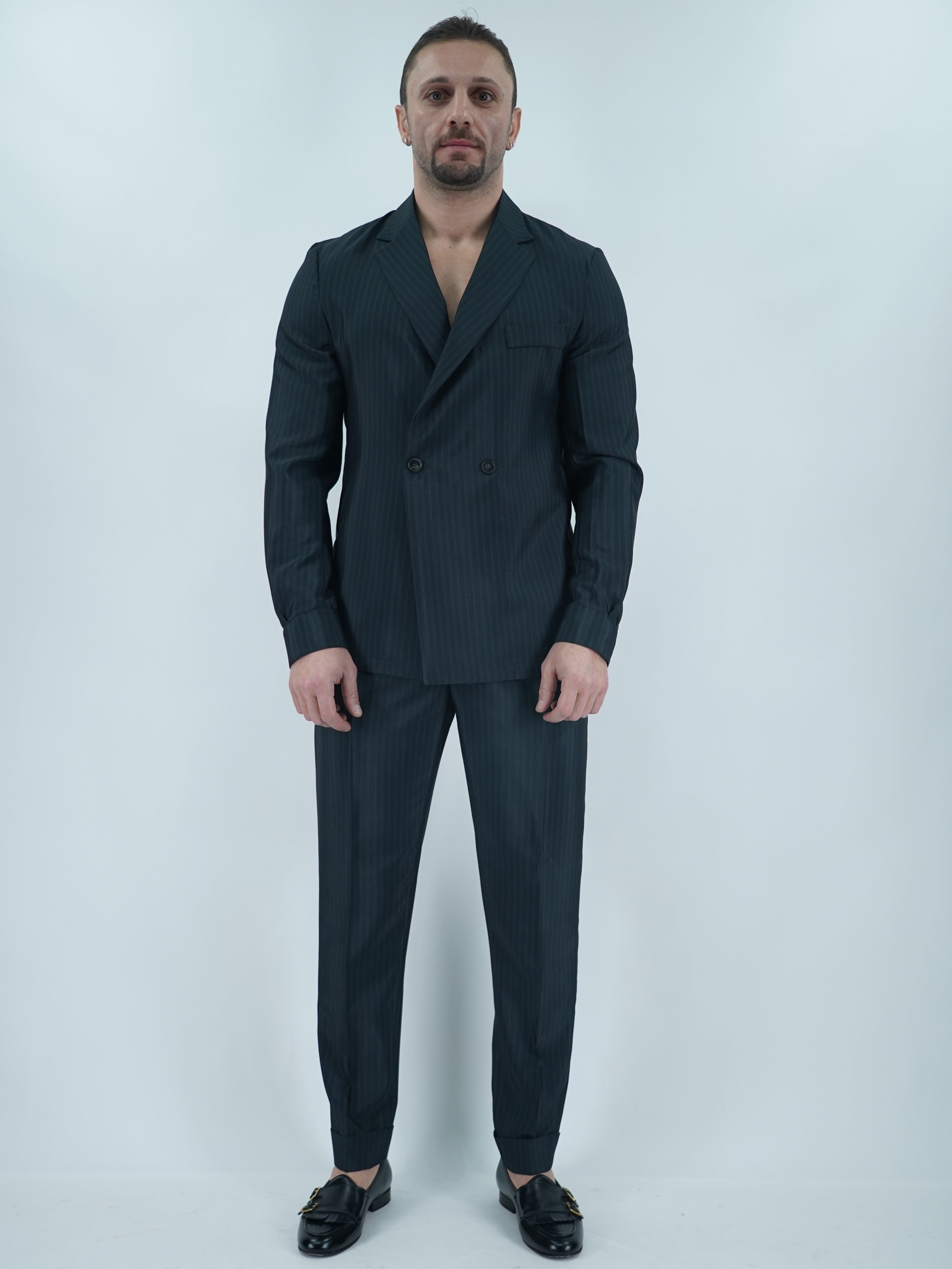 Giacca camicia doppiopetto petto napoli solaro nero
