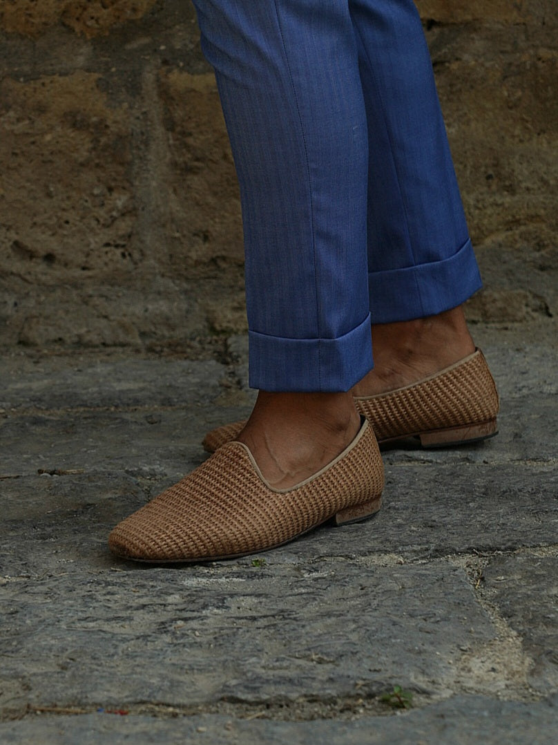 Mocassino pantofola in raffia