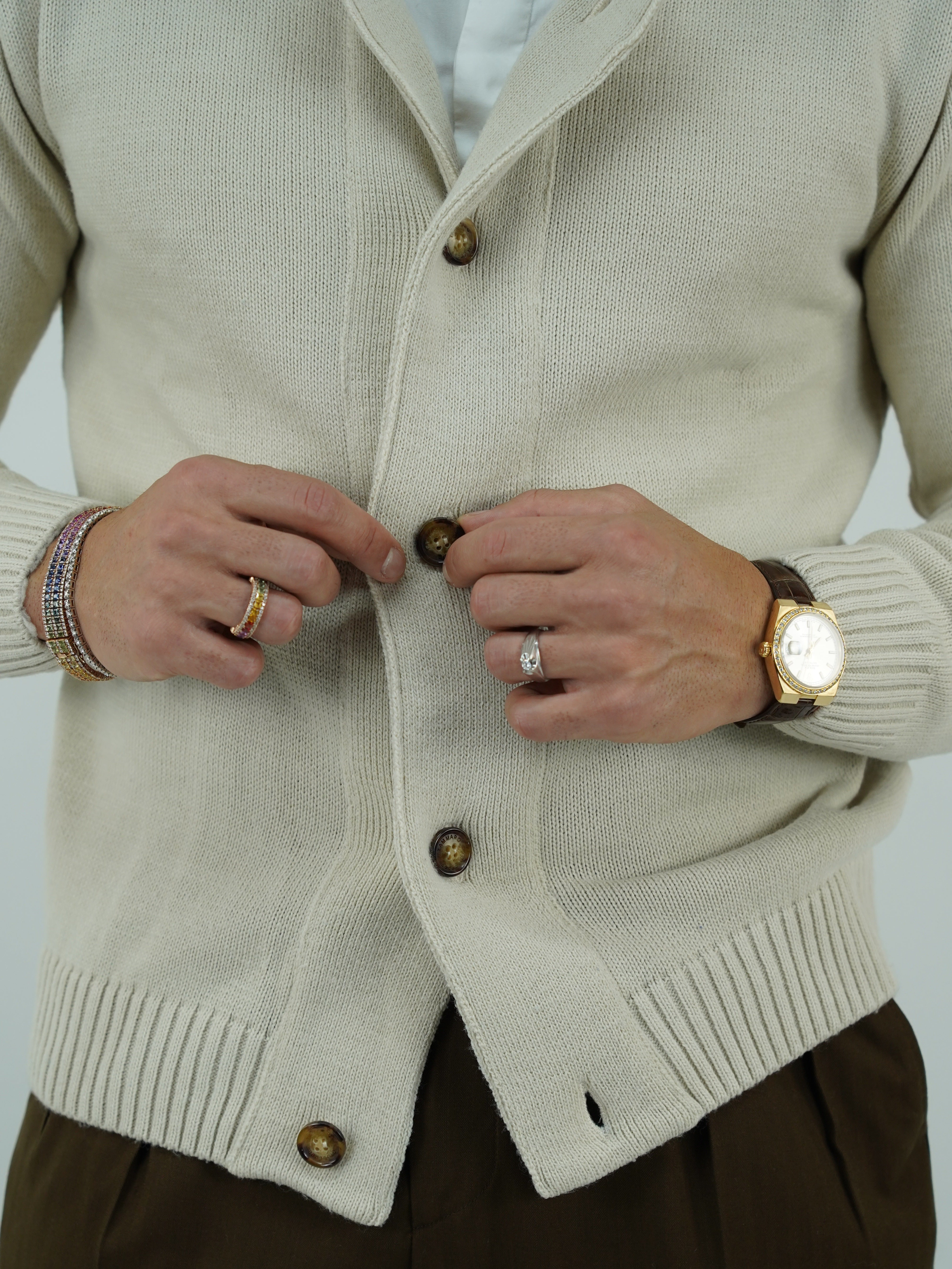 Cardigan beige in lana