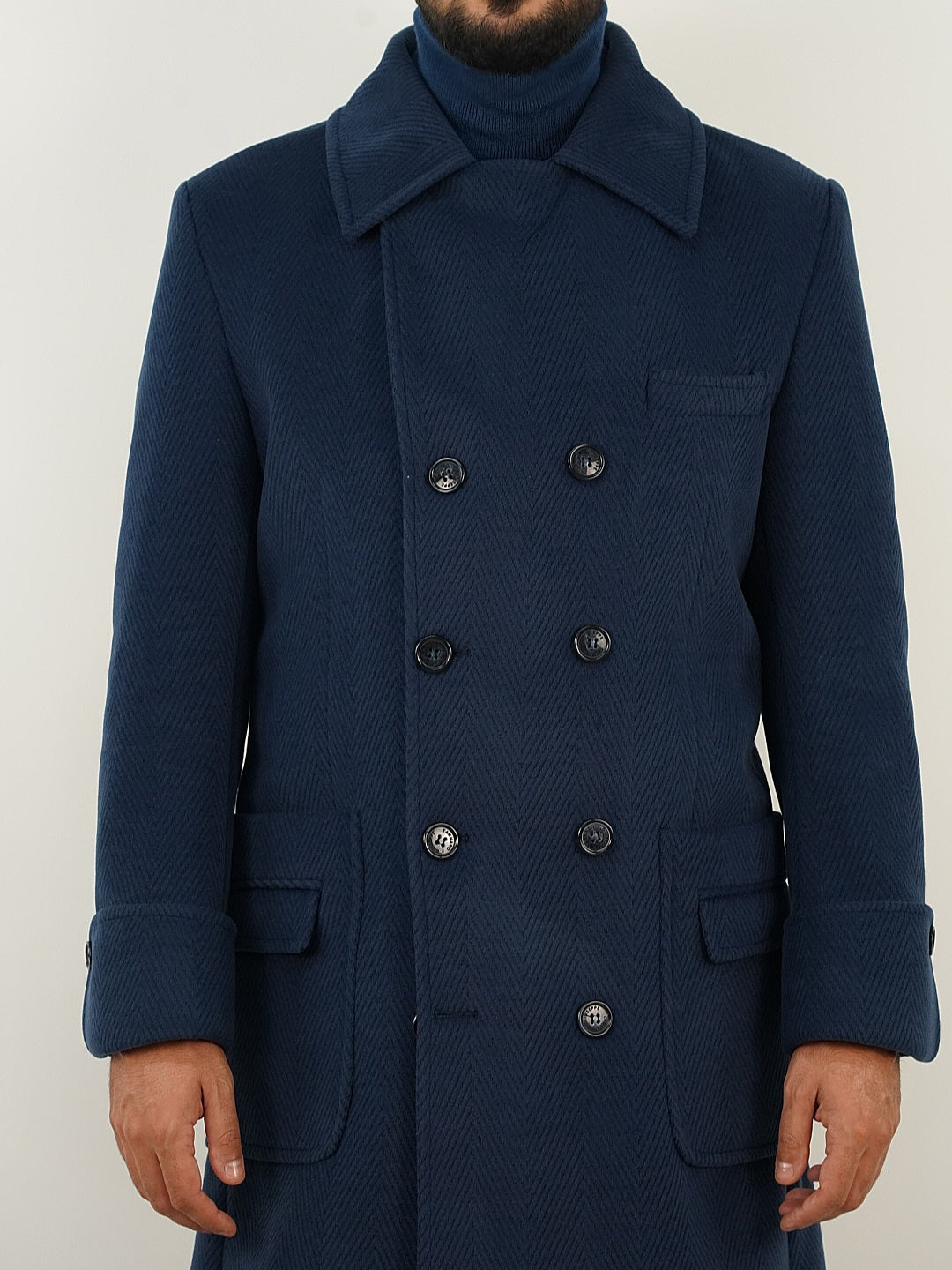 Cappotto Chesterfield Spigato Blu