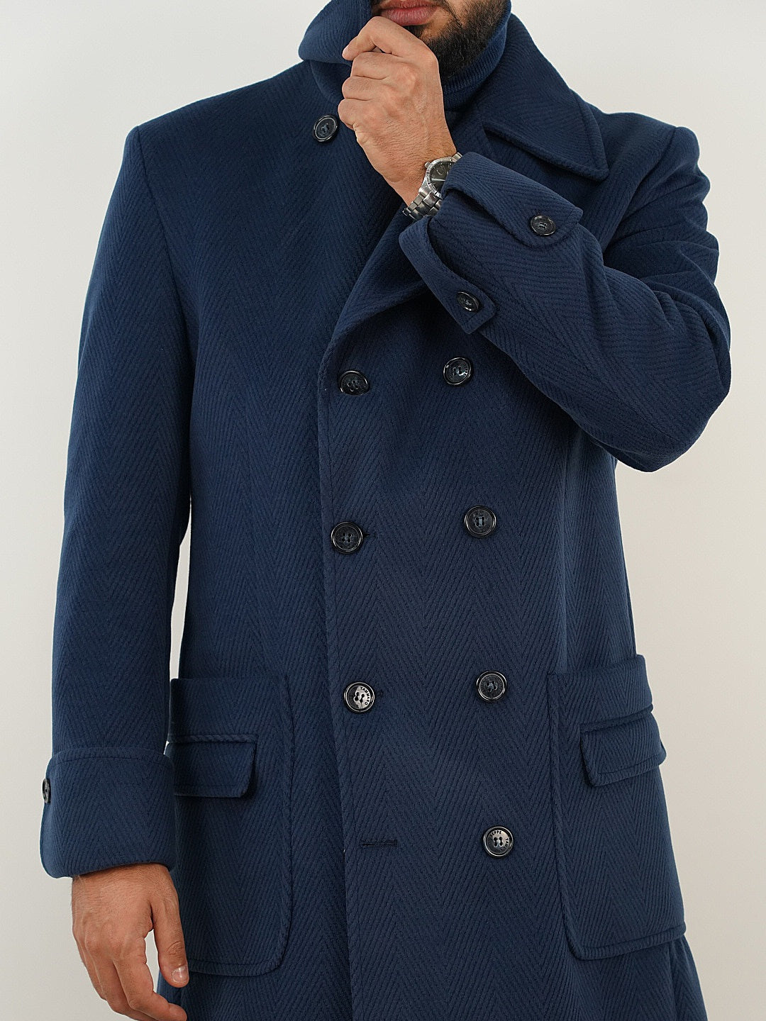 Cappotto Chesterfield Spigato Blu