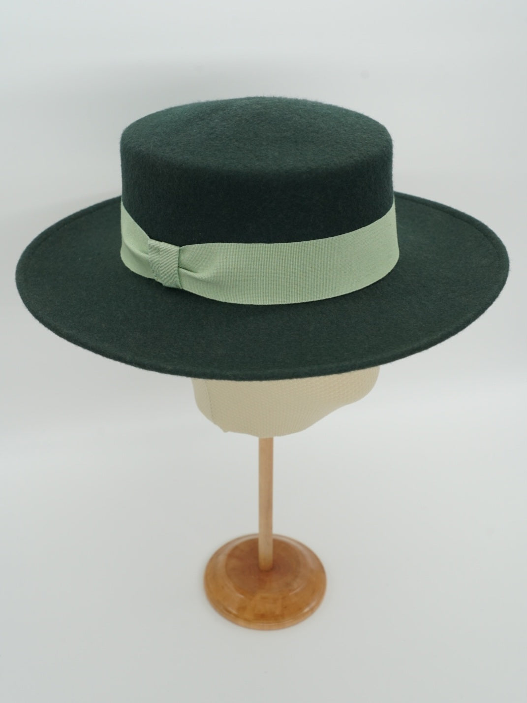 Cappello a cilindro piatto in feltro Verde petrolio